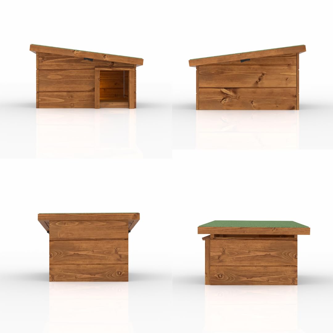 Sponsored Ad – Kingston Hedgehog House and Hibernation Shelter - Predator-Proof Outdoor Habitat, Built to Minimum Wildlife Trust Sizes, Feeding Station and Home - Felt Roof Cover and Full Wood Flooring