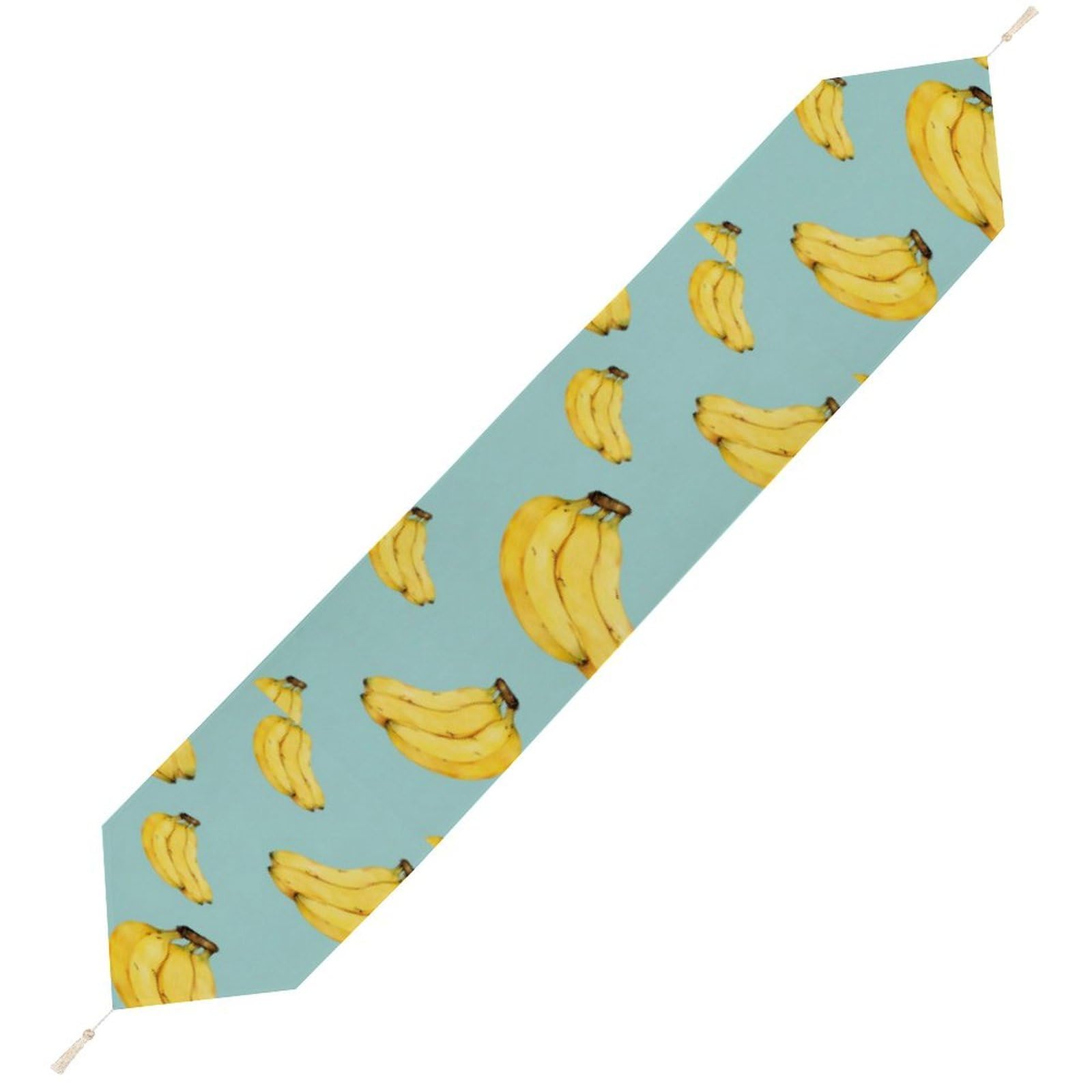 JZemdybill 229*33cm Table Runner with Tassel, Cartoon Bananas Table Runner, Table Decoration for Kitchen, Party, Restaurant