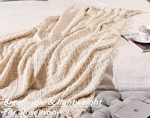 CREVENT Home Decor Rustic Couch Sofa Chair Bed Throw Blanket Soft Warm Cozy Light Weight for Travelling in Spring Summer (127cmX152cm Beige/Ivory) - Cosy Home Interiors CREVENT Home Decor Rustic Couch Sofa Chair Bed Throw Blanket Soft Warm Cozy Light Weight for Travelling in Spring Summer (127cmX152cm Beige/Ivory) - Image 4