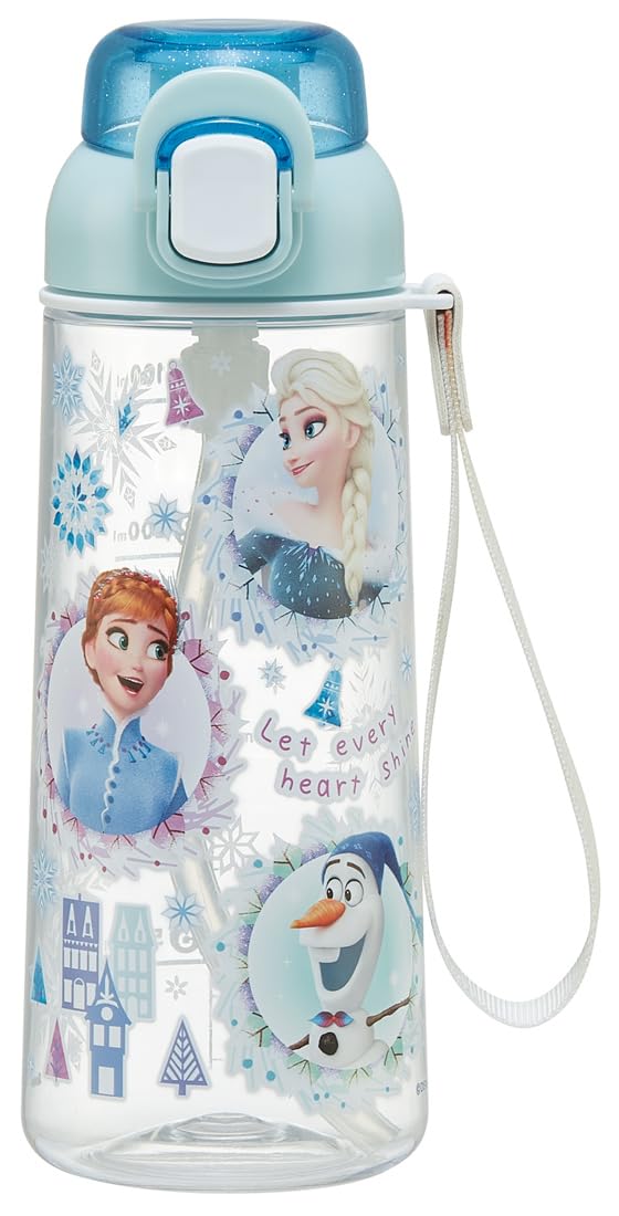 Skater PSHPO6 Push-Type Straw Clear Water Bottle 21 8 fl oz 630 ml For Kids Includes Strap Disney