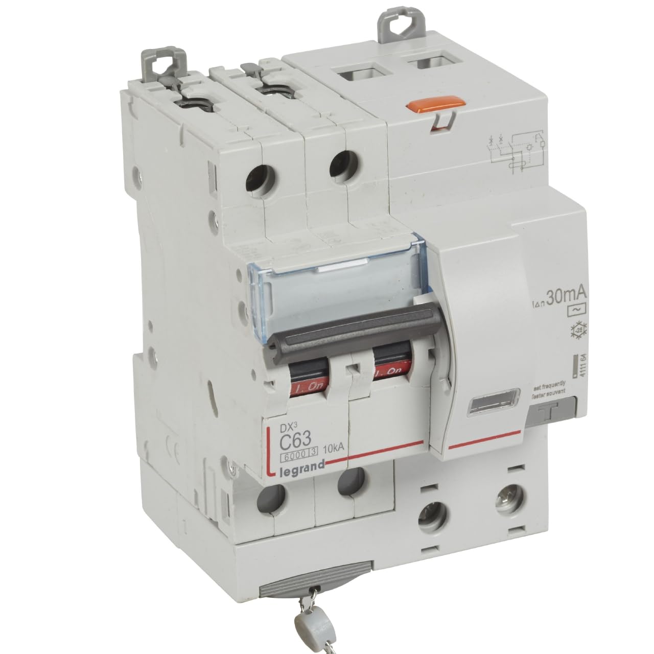411164 Legrand Disjoncteur différentiel 63A type AC 30mA DX³6000 10kA 2P