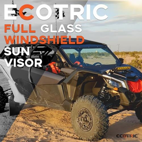 ECOTRIC Full Glass Windshield + Sun Visor Compatible With Can Am Maverick X3 900 XRS XDS Turbo R Max 2017-2025