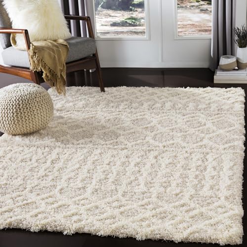 Livabliss Nour Dubai Shaggy Rug, Bedroom – 140x200 cm, Cream & Light Beige