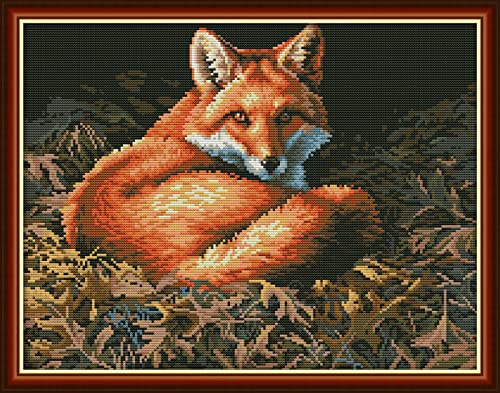 Kit point de croix imprimé renard 11CT 40x50 cm pour broderie DIY