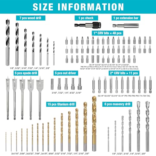Image of DuraTech 99 PCS Drill Bit Set, High Speed Steel Titanium Drill and Screwdriver Bit Set with Tough Case for Metal, Wood, Plastic, Concrete, Brick, Masonry