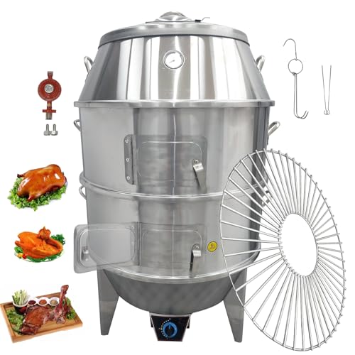INTSUPERMAI Chicken Duck Roaster, 31.5in Stainless Steel Turkey & Duck Roaster Oven, LPG Grill Oven Cooker, Duck Oven with Thermometer, Perfect for Beijing Roast Duck Turkey Barbecue