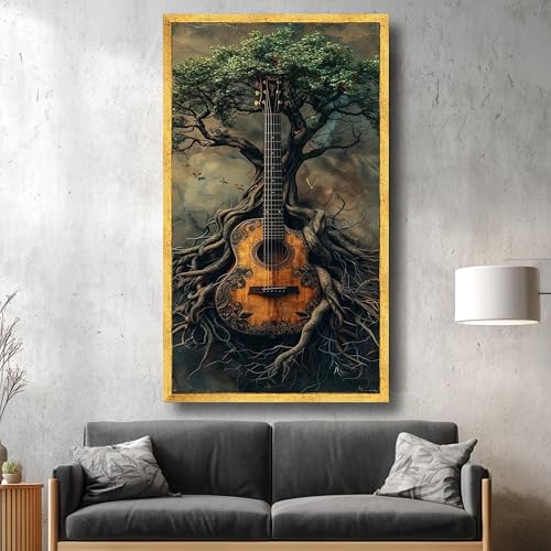 Décoration rustique en bois Arbre à guitares pour salon et studio