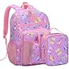 VASCHY Girls Backpack, School Bag Lunch Bag Set for Kids 2-1 Rucksack Bookbag Insulated Lunch Box for Toddlers,Preschool,Daycare,Kindergarten,Elementary School(Butterfly)