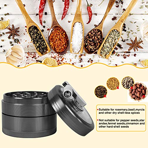 Hand Spice Herb Grinder Unbreakable Aluminum Grinder for Herb and Spice Lightweight for Easy Storage and Carrying 4 Parts (black) - Thumbnail 4