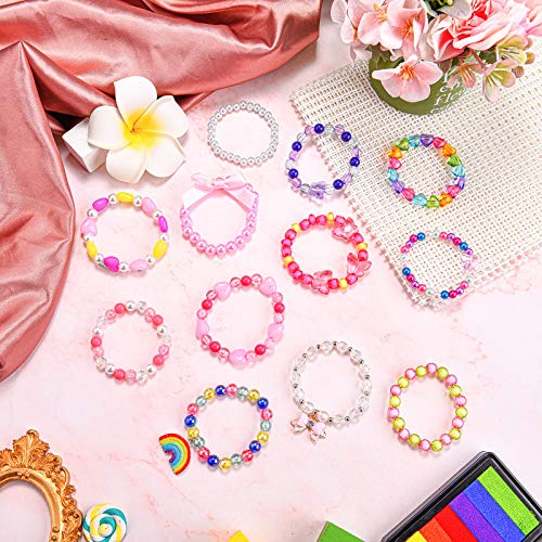 12 Pieces Butterfly Beaded Bracelet Colorful Princess Bracelet Girls Present Toy Stretchy Costume Jewelry Set Favors Crystal Friendship Jewelry Dress Up For Birthday Party Masquerade Carnival Favors #TOP2