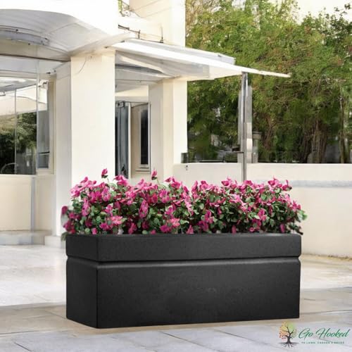 Image of Go Hooked Recta 30x12 Inch Large Planter Pot | Big Size Outdoor & Indoor Pot for Plants | Modern Design, Lightweight & Durable Rectangle Polymer Flower Pot for Balcony, Terrace & Garden (Black)