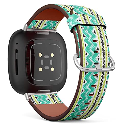 CJBROES Replacement Leather Watch Band, Compatible with Fitbit Versa 3 and Fitbit Sense of Wristband Bracelet Accessory - Ethnic