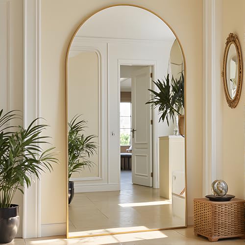 Image of OGCAU Floor Full Length Mirror 81 inchx41 inch Large Arched Full Body Mirror, Gold
