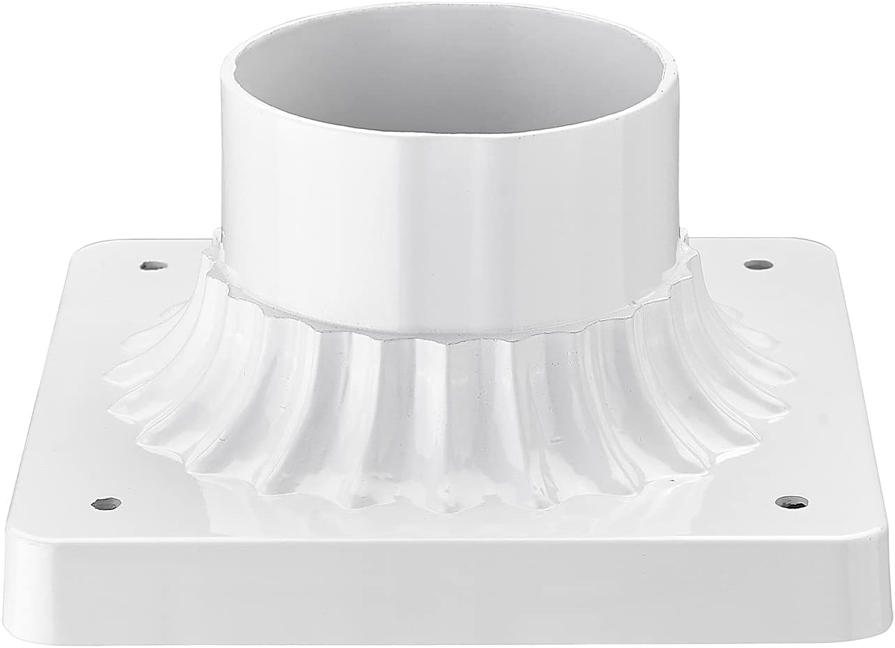 Darkaway Outdoor Post Light Base Mount, Post Light Adapter 3'' Pier Mount Base with Matte Black Finish for Deck Porch Patio, 5.5" W x 5.5" D x 3.25" H (1Pack, White)