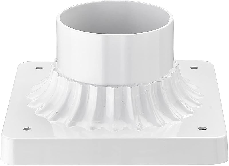 Outdoor Post Light Base Mount, Post Light Adapter 3'' Pier Mount Base with White Finish for Deck Porch Patio, 5.5" W x 5.5" D x 2.75" H (1Pack, White)