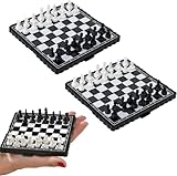 2 Stück Reiseschach, Schachspiel Für Kinder Und Erwachsene, Faltbares Schachbrett 13 cm × 13 cm, Kompakt Und Leicht Für Reisen, Outdoor Und Familienunterhaltung