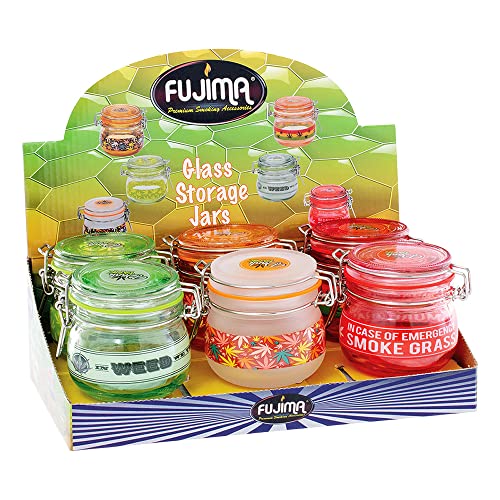 Fujima 6pc Display Hemp Leaf Dank Tank Glass Storage Jar - 2.75