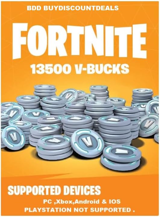 Fortnite 13500 v-Bucks Code 13,500 vbucks Code Only (NO CD/DVD)