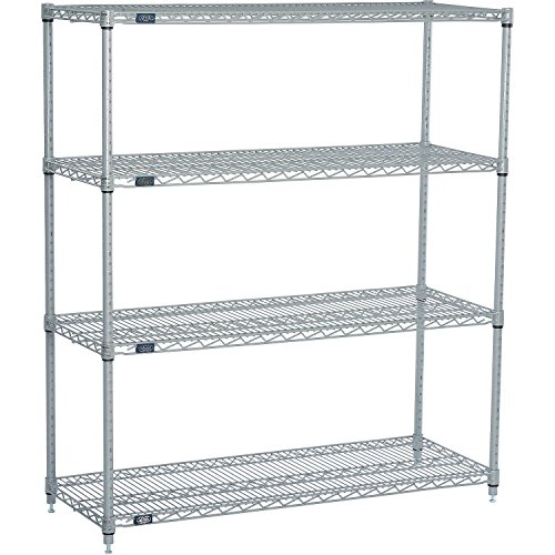 Nexel Adjustable Wire Shelving Unit, 4 Tier, NSF Listed Commercial Storage Rack, 18