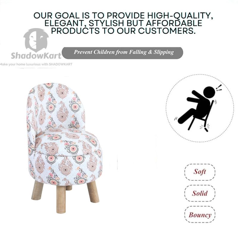 Image of Ottoman Kids pouffe Small Stool for Baby Chair Study Table Stool for Kids Room Baby Sofa Stepstool Children Cartoon Wooden Chair, 14x26 Inch, More Pankh
