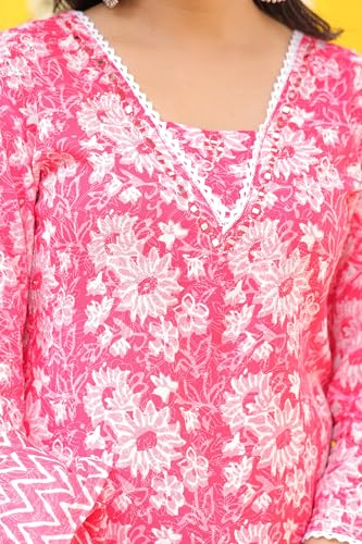 Image of PARTHVI Women's Printed Calf Length Straight Kurta & Skirt With Dupatta Set