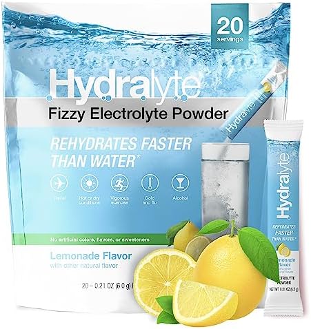 HydraLyte Electrolyte Powder Packets | Lemonade Hydration Packets | Easy Dissolve Electrolyte Powder for Rehydration Solutions | All Natural Low Sugar Hydration Powder Packets (8 oz Serving, 20 Count)