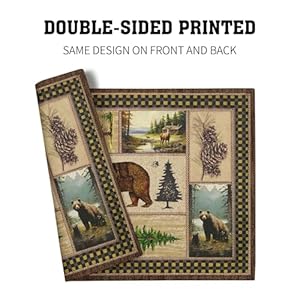 Rustic Lodge Bear Deer Placemats 4 Pcs, Vintage Cabin Pine Cone Plaid Place Mats, Heat Resistant Non Slip Cotton Linen Dining Table Mats Home Kitchen Decor, 18 x 12 Inch Rustic Lodge Bear Deer Placemats 4 Pcs Vintage Cabin Pine Cone Plaid Place Mats Heat Resistant Non Slip Cotton Linen Dining Table Mats Home Kitchen Decor 18 x 12 Inch