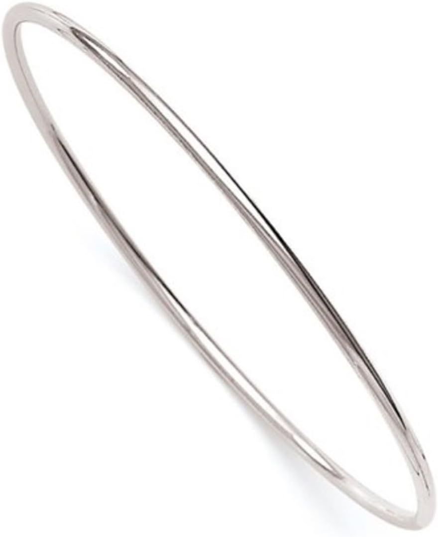 Ritastephens Sterling Silver Shiny Polished Stackable Slip OnBangle Bracelet 8 Inch (2mm)