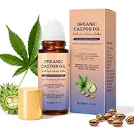 Castor Oil Rose Quartz Roller Ball | Roll on for Skin, Face, Hair, Scalp, Brows & Lashes | Deep Hydration & Anti‑Aging | Dry & Sensitive Skin | Self Care Gift for Massage | Travel Size |1.7 Fl Oz