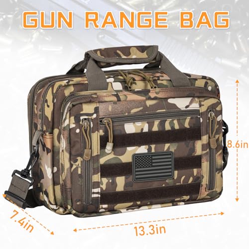 Image of Pistol Case, Gun Range Bags For 2 Pistols 6 Magazines Carrying Shooting Bag with Lockable Zipper for Shooting Range Outdoor Hunting