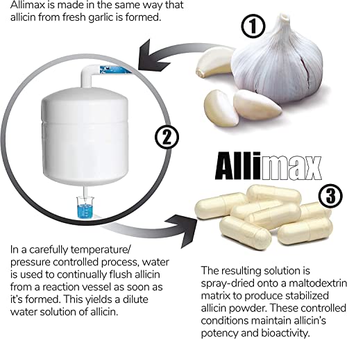 Allimax 180Mg 90 Capsules. Allicin Garlic Supplement To Support Your Body’s Immune Function. Contains Stabilized And Potent Bioactive Allicin, Extracted From Clean & Sustainable Spanish Grown Garlic. #TOP3