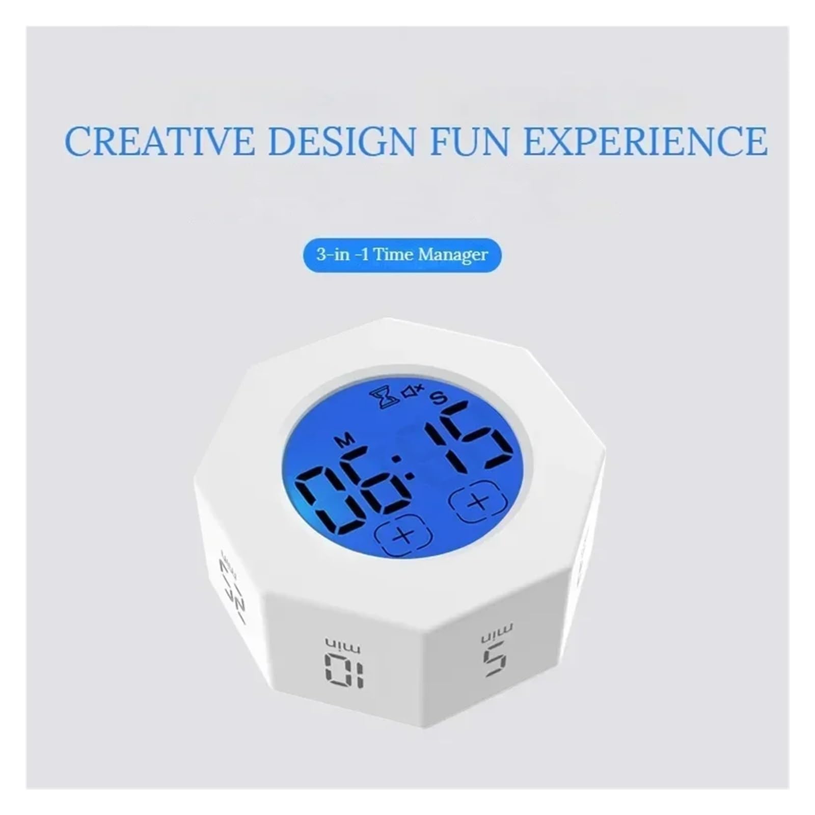 Temporizador, Temporizador con Sensor de Gravedad, minitemporizador Cocina Digital, Aprendizaje físico, visualización Giro específica, gestión del Tiempo(Blue)