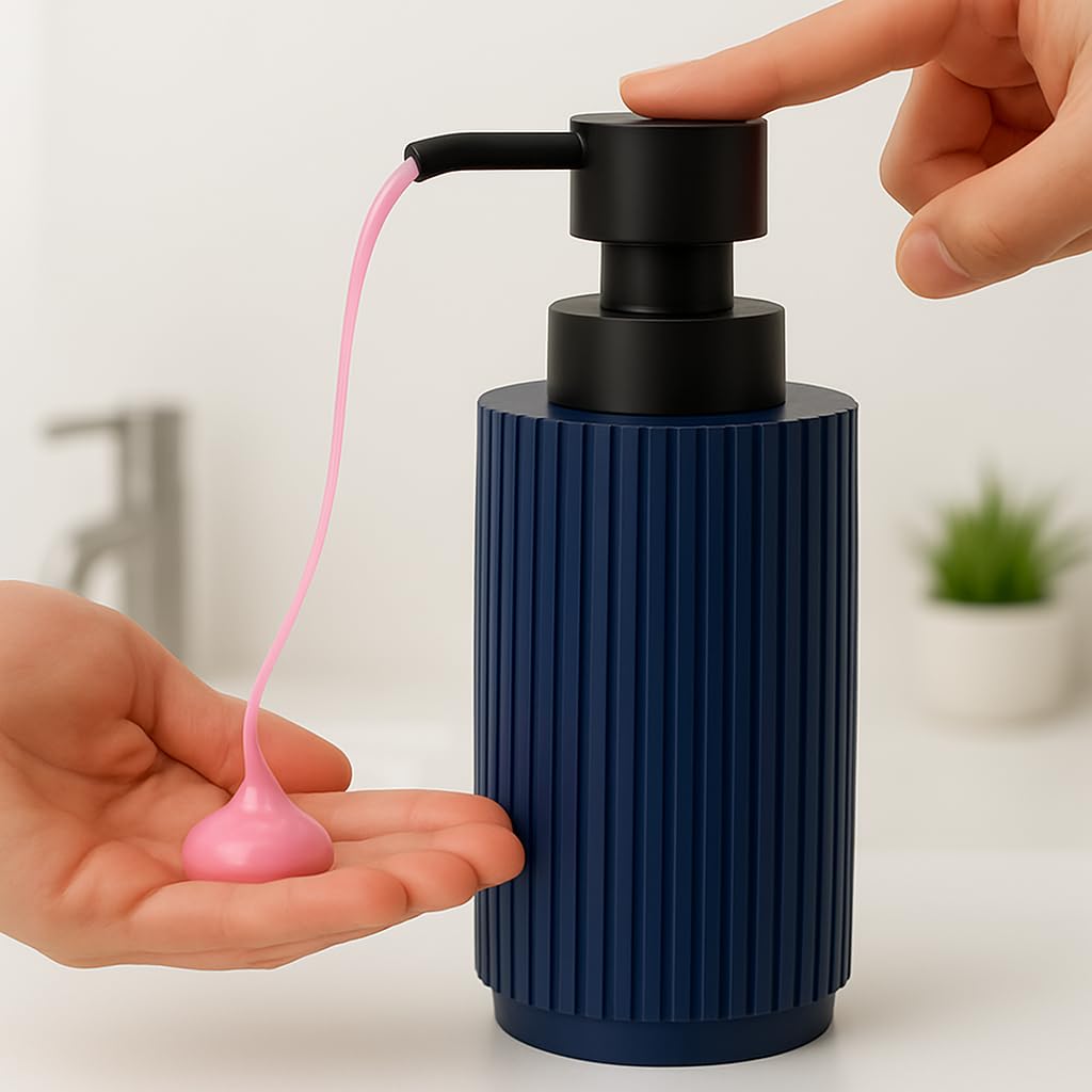 Newly Launched Blue Canyon Berkeley Soap Dispenser, Soap Bottle, Dispenser Pump Bottle, Polyresin Material, Refillable Liquid Soap Container, Compact Size, Premium Bathroom Décor, Blue