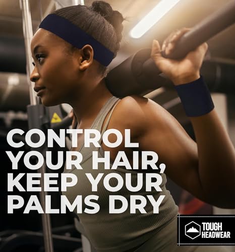 Image of Tough Headwear Terry Cloth Headband - Sweat-Wicking Running Head Band - Basketball Accessories - Headband for Washing Face