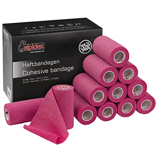 ALPIDEX 12 Rollos Venda Autoadhesiva Elástica 10 cm x 4,5 m Cohesiva
