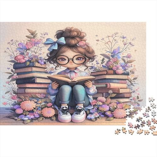 Puzzle 1000 pezzi, Ragazza legge un libro, Arte floreale ragazza legge un libro, gioco educativo per relax, adulti & bambini dai 12, 52x38cm