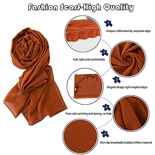 Yeieeo Chiffon Head Wraps for Women - Solid Color Fashion Bubble Chiffon Scarf Hijab3