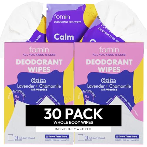 FOMIN Travel Deodorant Wipes - 30 Count - Lavender and