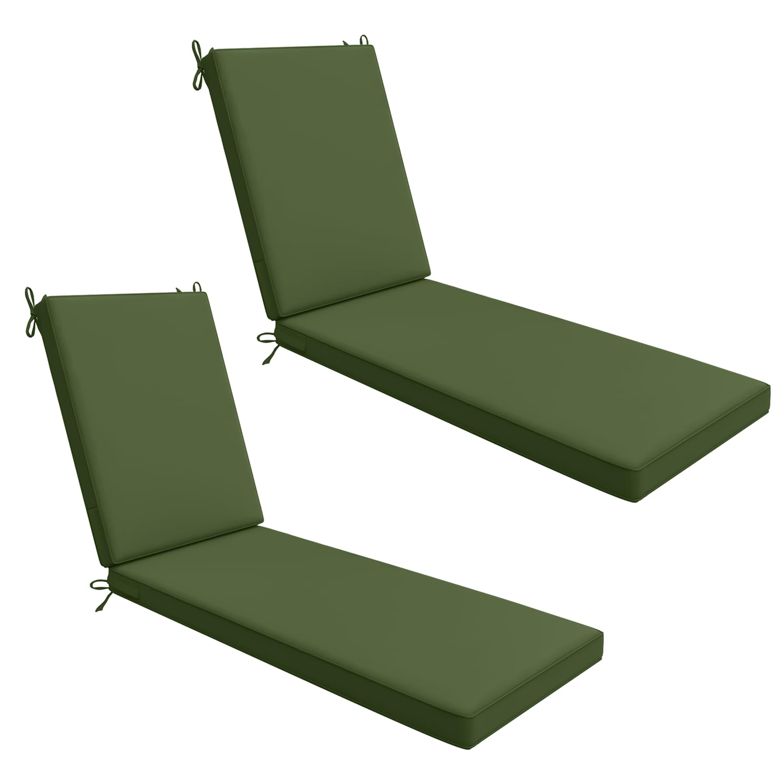 AAAAAcessories Outdoor Chaise Lounge Cushions for Patio Furniture Lounge Chairs Set of 2, Waterproof Fabric, 72 x 21 x 3 Inch, Dark Moss Green