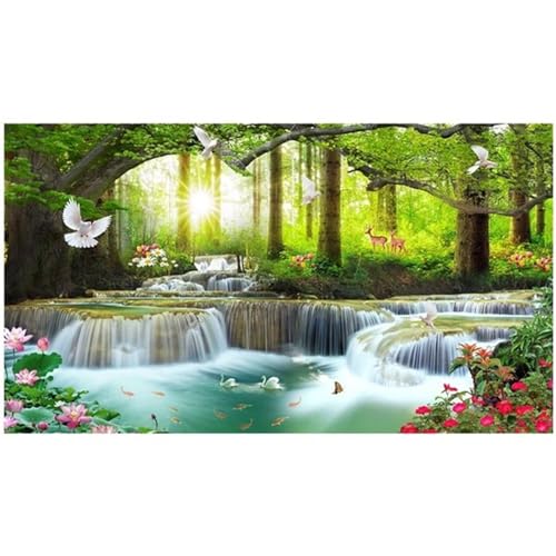Diamant Painting Grand Format 70x140cm Forêt de Cascades Broderie Diamant