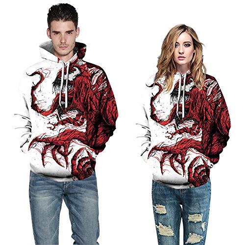 FEOYA Youth Red Printed Hoodies 3D Graphic Space Sweatshirts Pocket Stylish Pullover Hoody Sweaters Horror Hoody Tag XXL/US L - Image 4