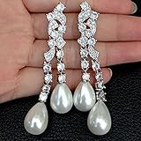 Boucles d'oreilles femmes, bureau style larme mer blanche vendre zircon cubique micro pavé couleur or blanc boucles d'oreilles mode boucles d'oreilles exquis dames bijoux luxe beau charme vacances