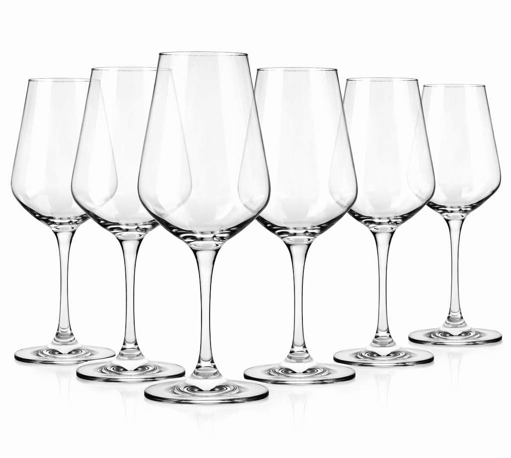 6 Copas de Vino Agora | 440 ml | Envio 24h - Perfectas para Uso en Casa, Restaurante y en Fiestas, Ligeras y Resistentes (44 cl, Transparente)