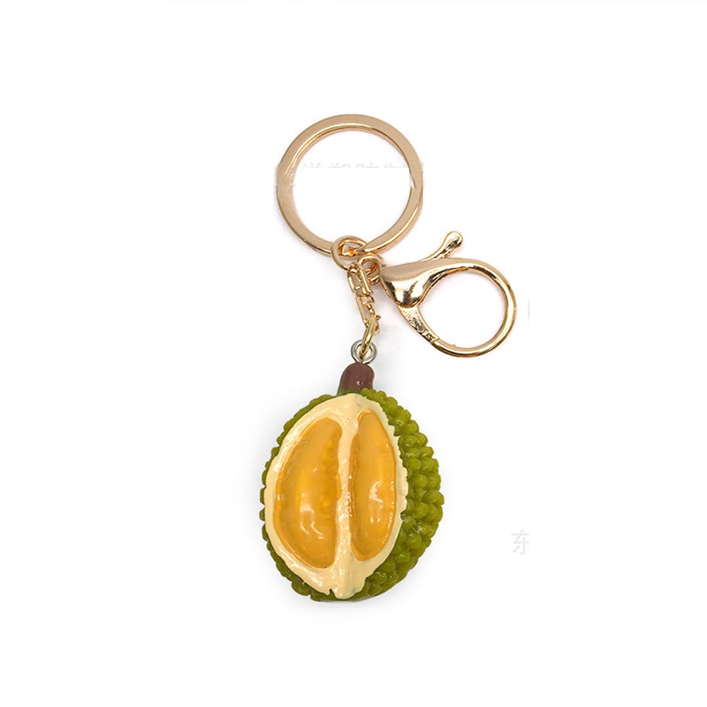 Arfuka Unisex Multicoulor Keyring Artificial Fruit Durian Keychain Zinc Alloy Key Chain Metal Keyfob Key Ring Gift For Christmas And Birthday