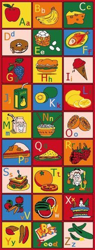 CR Kids Area Rug ABC Food Fruits Vegetables Learning/Playtime Non-Slip Carpet (2 ft x 7 ft Runner)