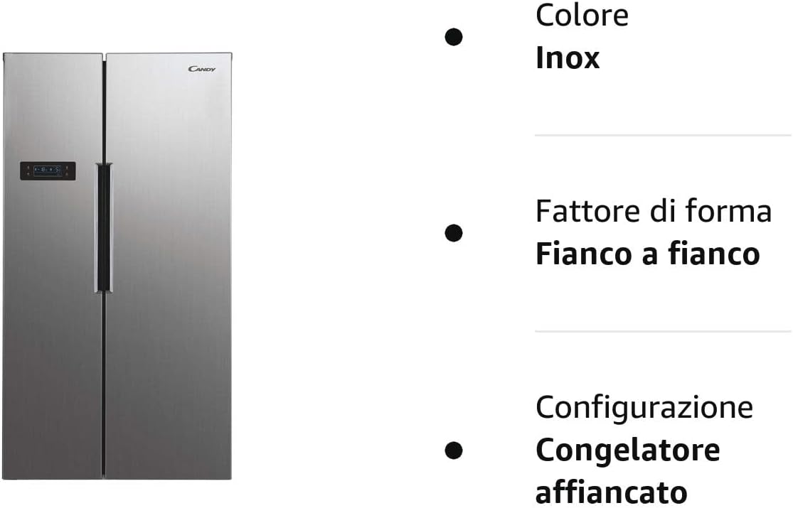 Frigorifero Side by Side No Frost, 521 Litri, Classe A++, Inox - Candy CHSVN 174X