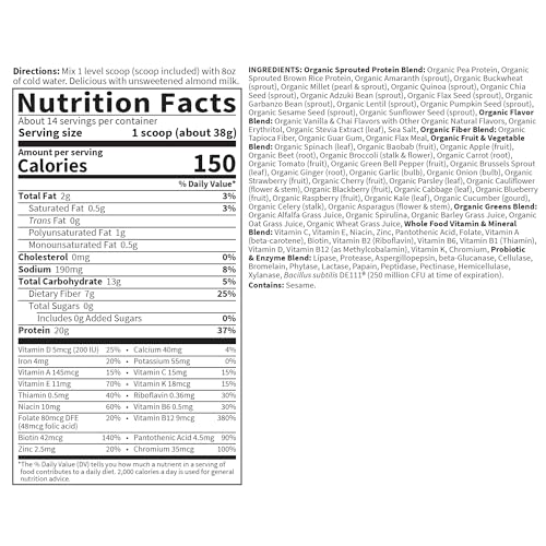 Image of Garden of Life Raw Organic Meal Protein Powder, Vanilla Chai, 14 Servings