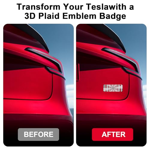 Image of 3D Plaid Performance Emblem Stickers Compatible with Tesla Model 3 Y X S Cybertruck, Plaid Performance Exterior Rear Trunk Accessories Sticker Decal Decorations