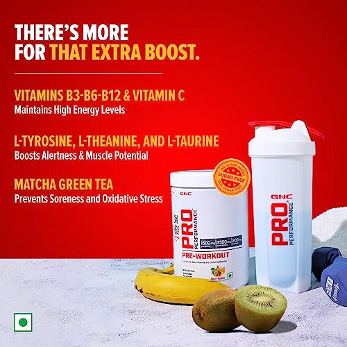 Image of GNC Pro Performance Pre-Workout | 360 gm | 30 Servings | Boosts Pump & Energy | Speeds Up Recovery | 1500 mg L-Arginine | 3500 mg Beta-Alanine | 200 mg Caffeine | Fruit Punch