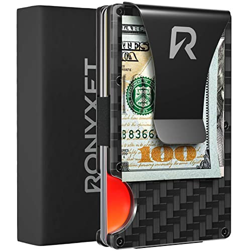 Ronyxet Minimalistic Carbon Fiber Wallet For Men - Rfid Blocking Wallet, Business Card Holder And Credit Card Holder For Men - Front Pocket Aluminum Slim Metal Wallet With Metal Money Clips #TOP1